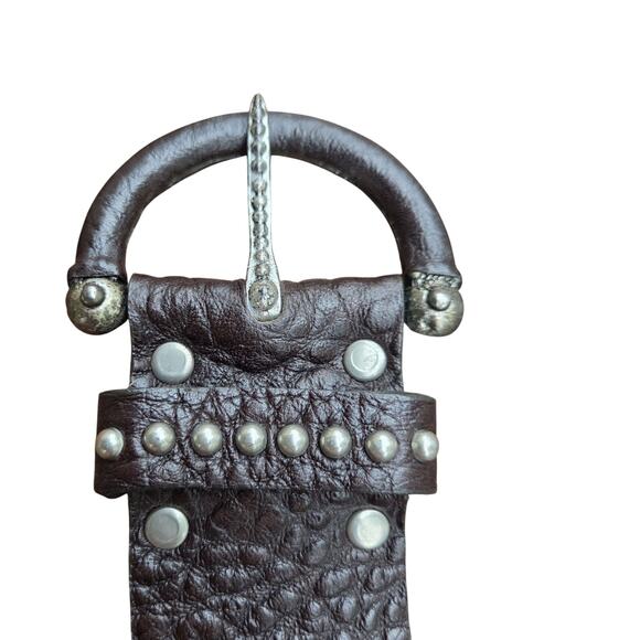 Leatherock Wide Studded Leather Belt Brown Western Boho Statement Size L